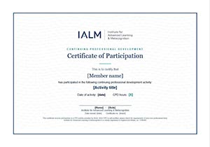 IALM Continuing Professional Development - Certificate of Participation